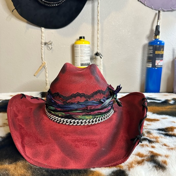 NWT Burgundy Cowgirl Hat - Picture 2 of 12